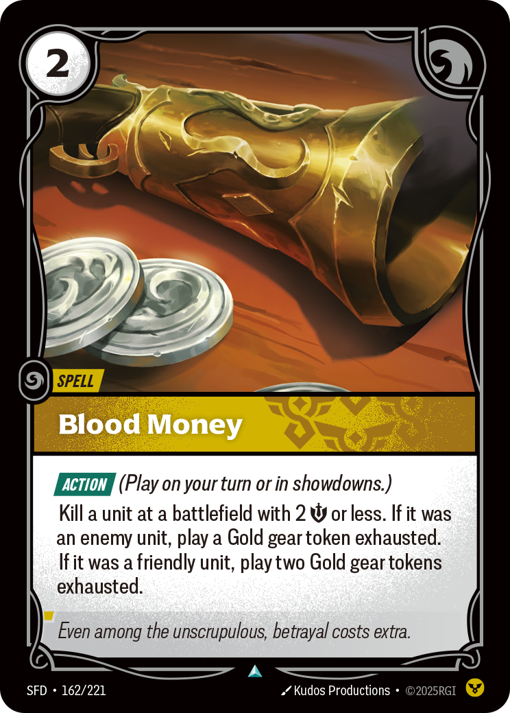 Blood Money SFD-162 - Riftbound Standard Art, English reference artwork