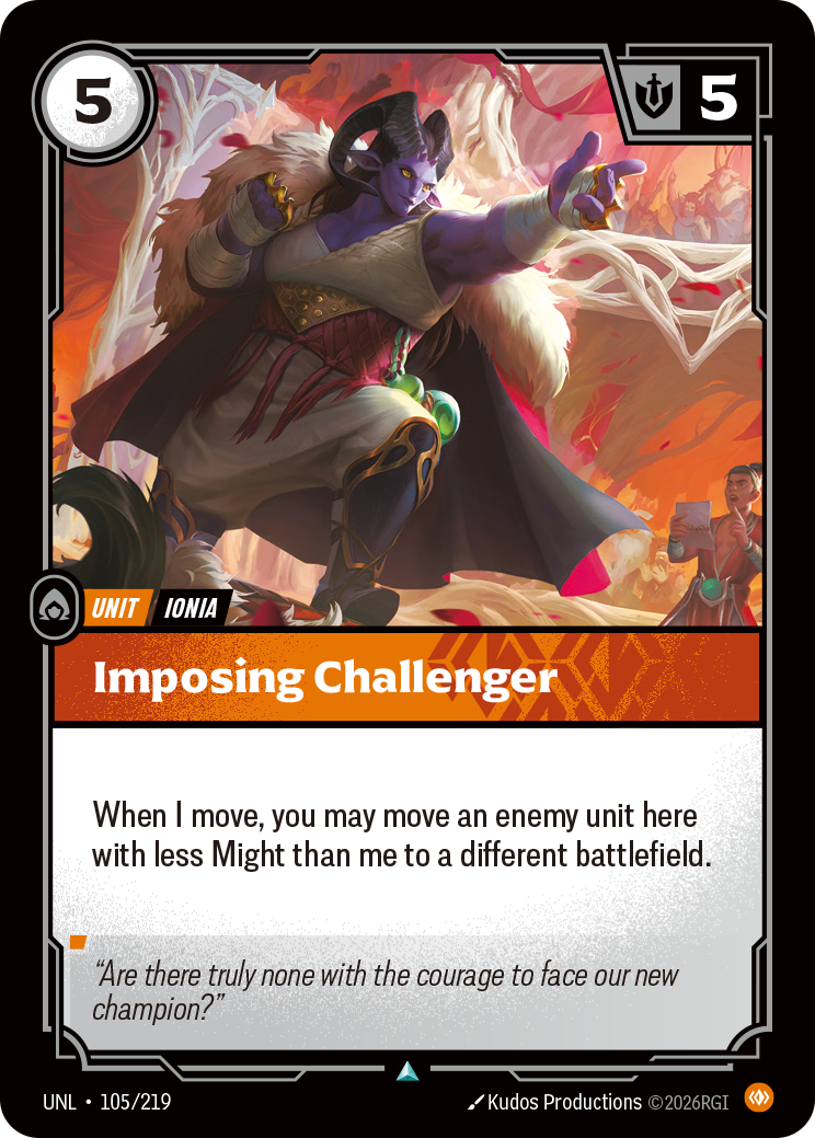 Imposing Challenger UNL-105 - Riftbound Standard Art, English reference artwork