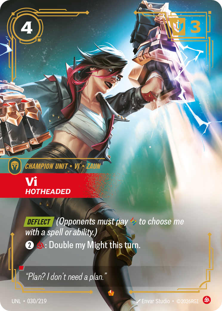 Vi, Hotheaded UNL-030 - Riftbound Standard Art, English reference artwork