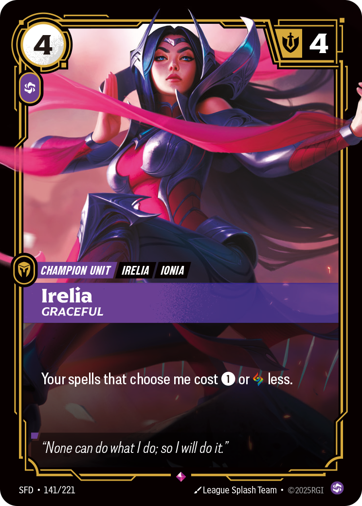 Irelia, Graceful SFD-141 - Riftbound Standard Art, English reference artwork