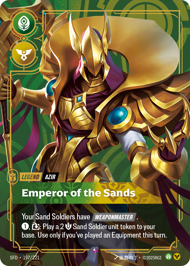 Azir, Emperor of the Sands SFD-197 - Riftbound Standard Art, English reference artwork