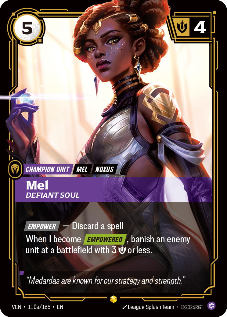 Mel, Defiant Soul (Alternate Art) VEN-110A - Riftbound Alternate Art, English reference artwork