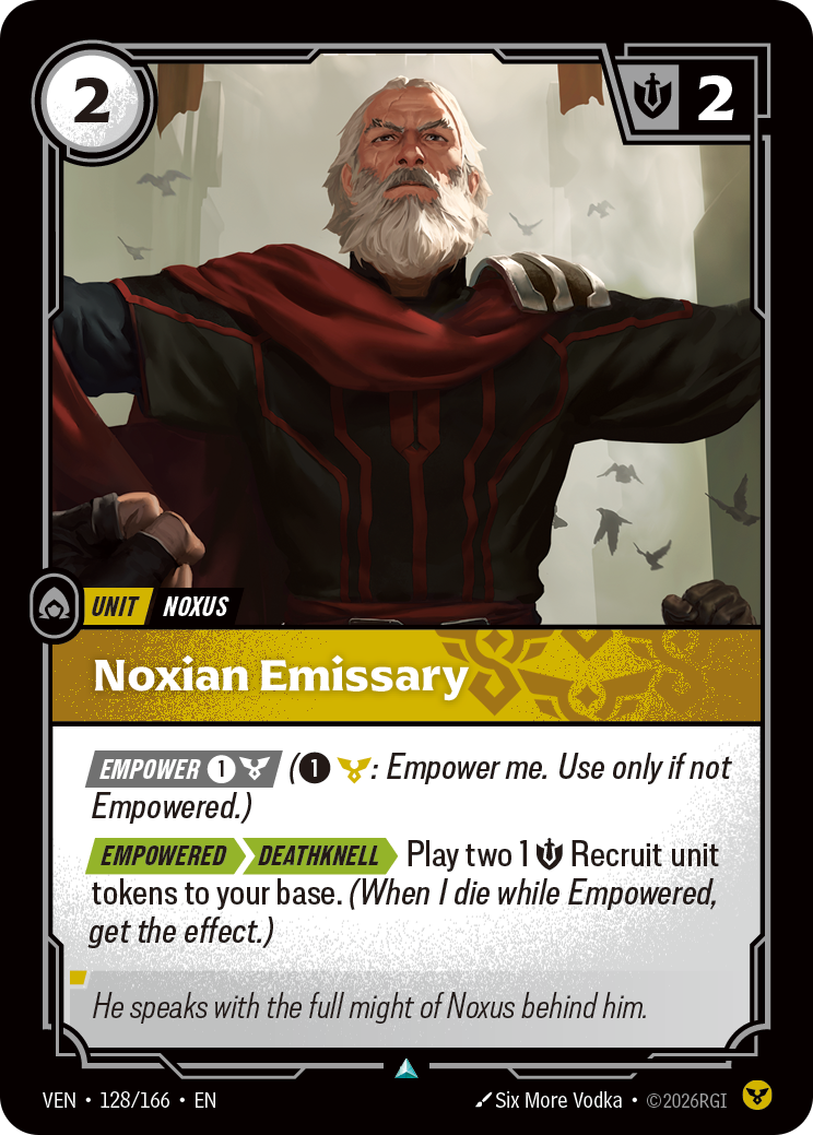 Noxian Emissary VEN-128 - Riftbound Standard Art, English reference artwork