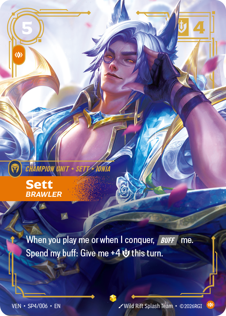 Sett, Brawler VEN-SP4 - Riftbound Crystal Rose, English reference artwork