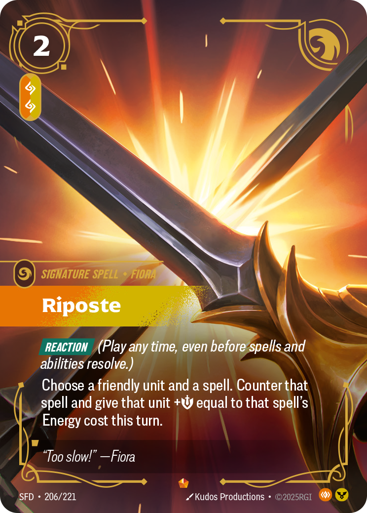Riposte SFD-206 - Riftbound Standard Art, English reference artwork