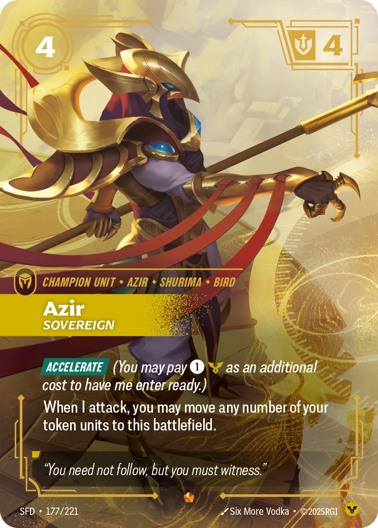 Azir, Sovereign SFD-177 - Riftbound Standard Art, English reference artwork