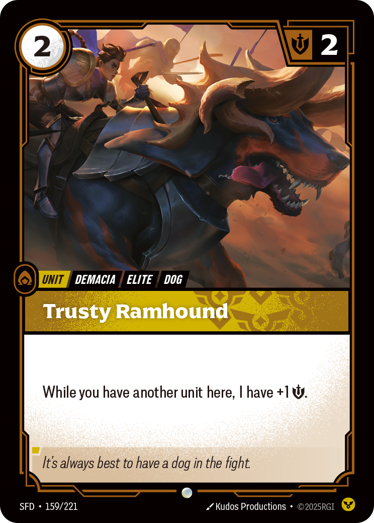 Trusty Ramhound SFD-159 - Riftbound Standard Art, English reference artwork