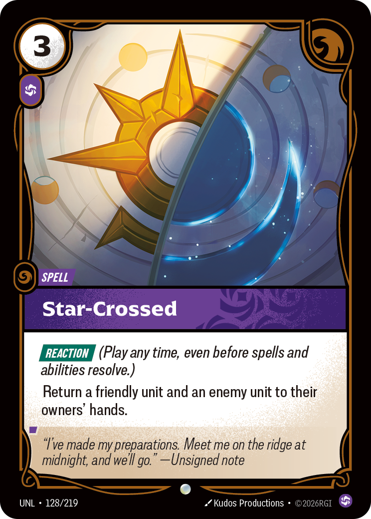 Star-Crossed UNL-128 - Riftbound Standard Art, English reference artwork
