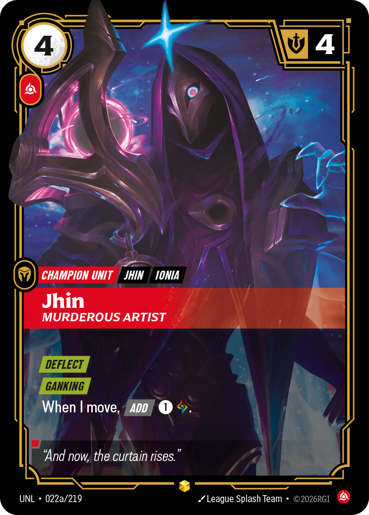 Jhin, Murderous Artist (Alternate Art) UNL-022A - Riftbound Alternate Art, English reference artwork
