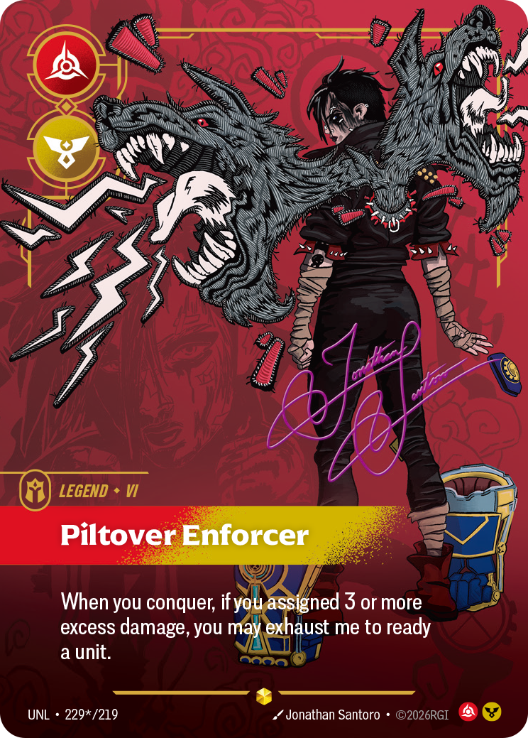 Vi, Piltover Enforcer (Signature) UNL-229S - Riftbound Signature, English reference artwork