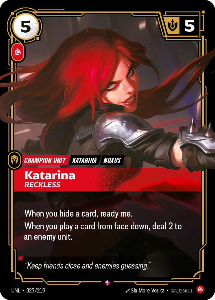 Katarina, Reckless UNL-023 - Riftbound Standard Art, English reference artwork