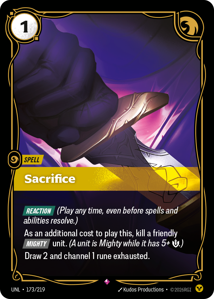 Sacrifice UNL-173 - Riftbound Standard Art, English reference artwork