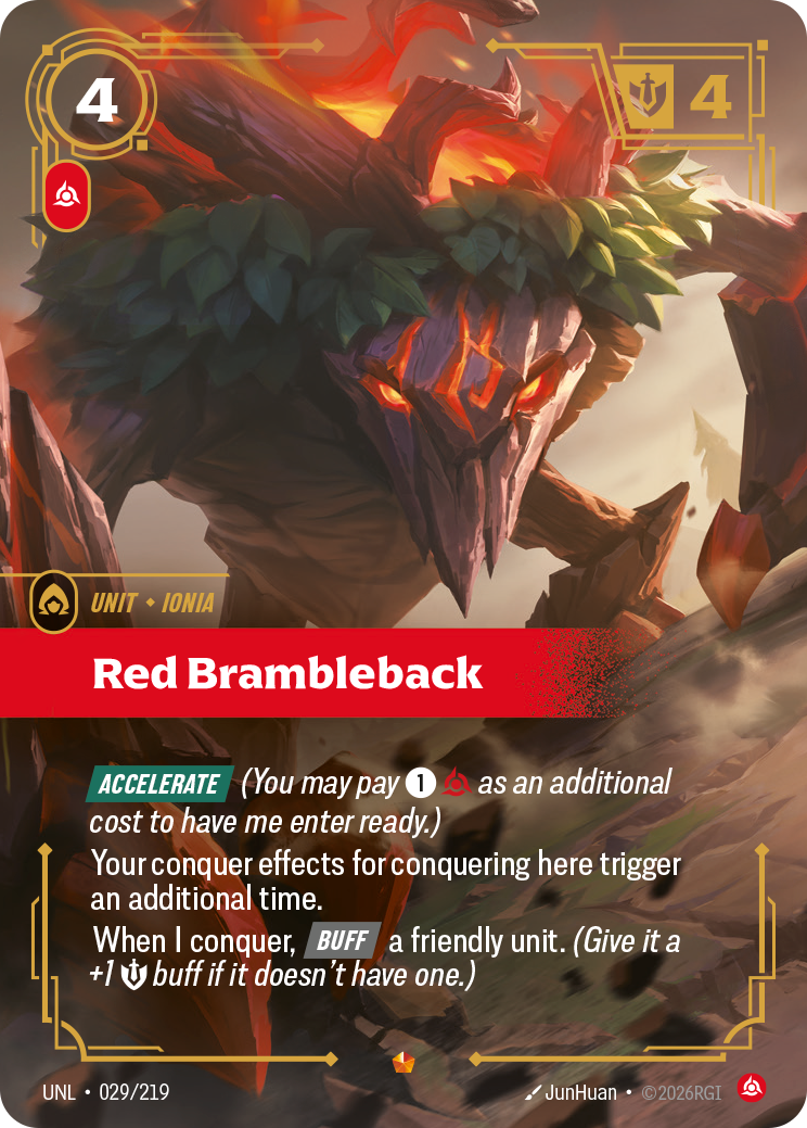 Red Brambleback UNL-029 - Riftbound Standard Art, English reference artwork
