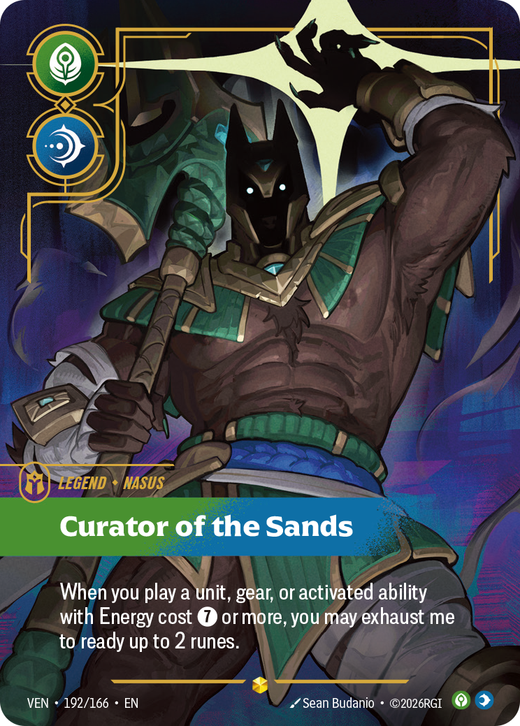 Nasus, Curator of the Sands (Overnumbered) VEN-192 - Riftbound Overnumbered, English reference artwork