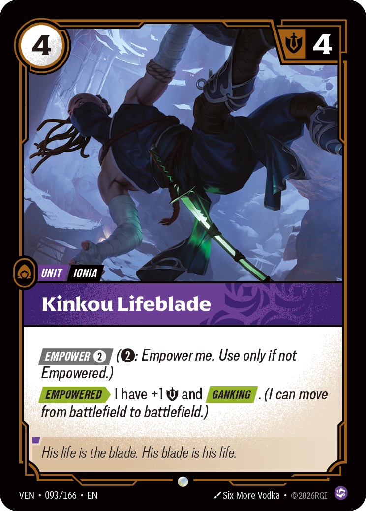 Kinkou Lifeblade VEN-093 - Riftbound Standard Art, English reference artwork