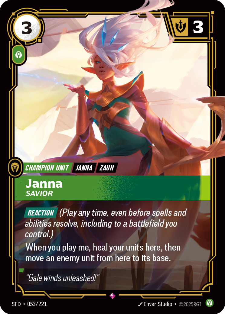 Janna, Savior SFD-053 - Riftbound Standard Art, English reference artwork