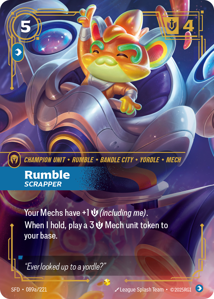 Rumble, Scrapper (Alternate Art) SFD-089A - Riftbound Alternate Art, English reference artwork