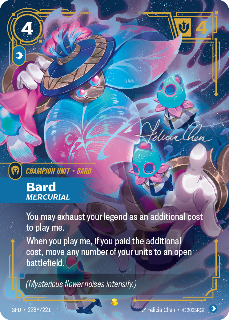 Bard, Mercurial (Signature) SFD-228S - Riftbound Signature, English reference artwork