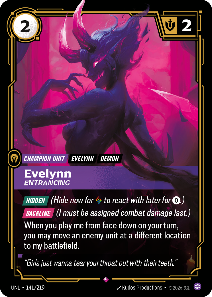 Evelynn, Entrancing UNL-141 - Riftbound Standard Art, English reference artwork