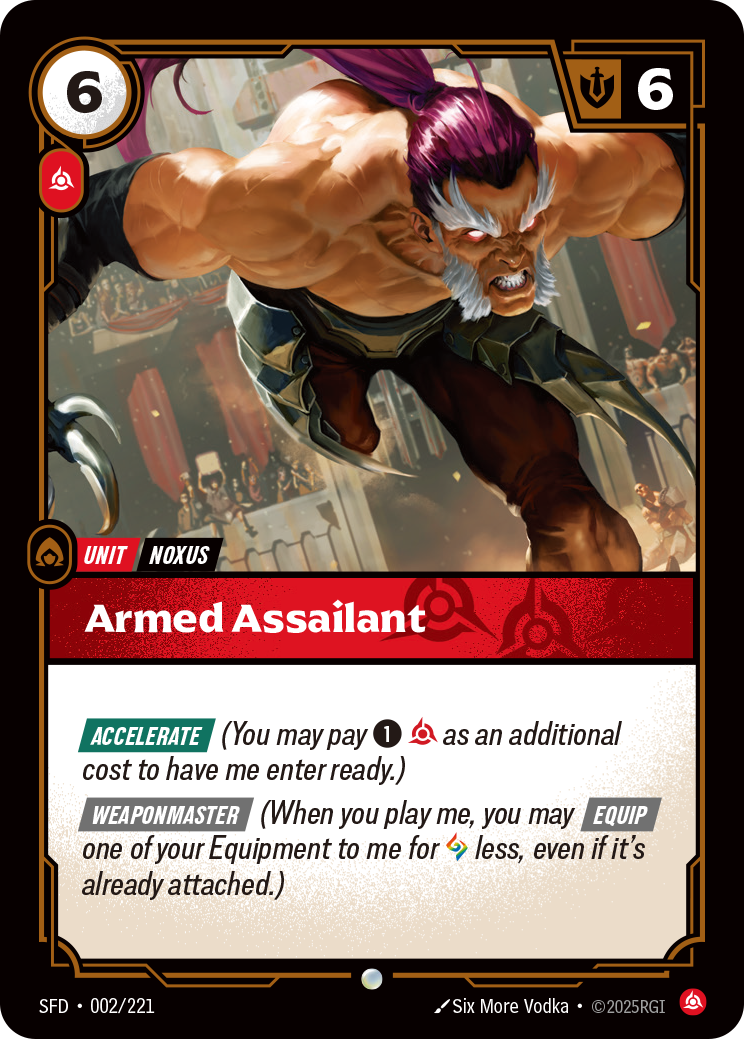 Armed Assailant SFD-002 - Riftbound Standard Art, English reference artwork
