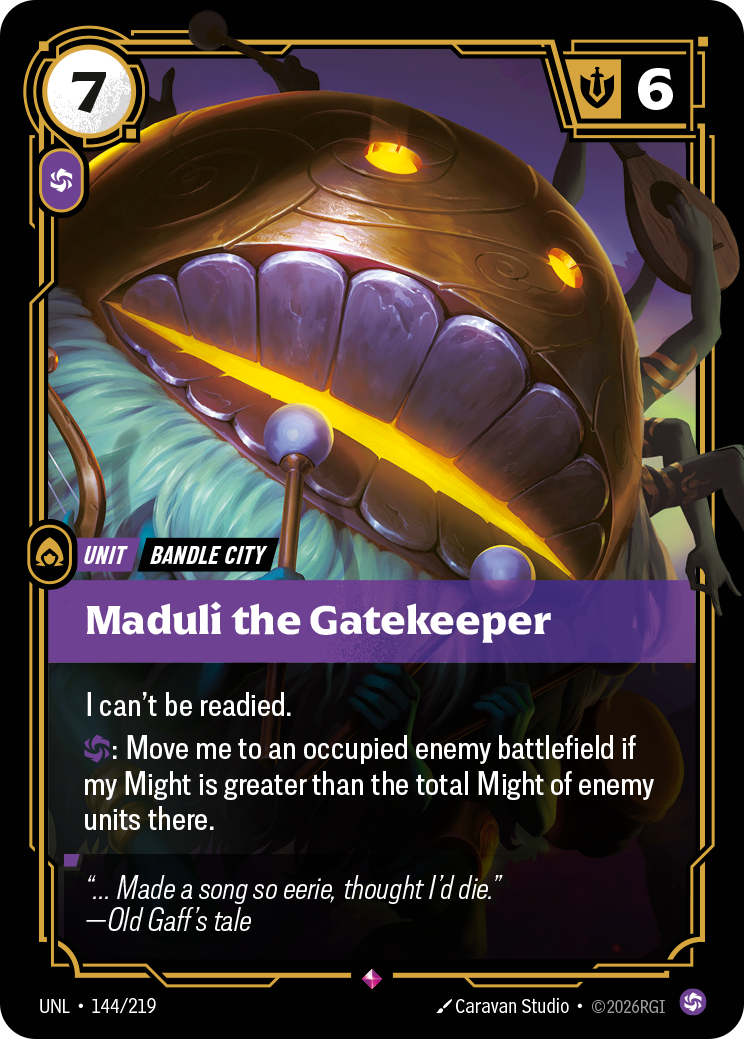 Maduli the Gatekeeper UNL-144 - Riftbound Standard Art, English reference artwork