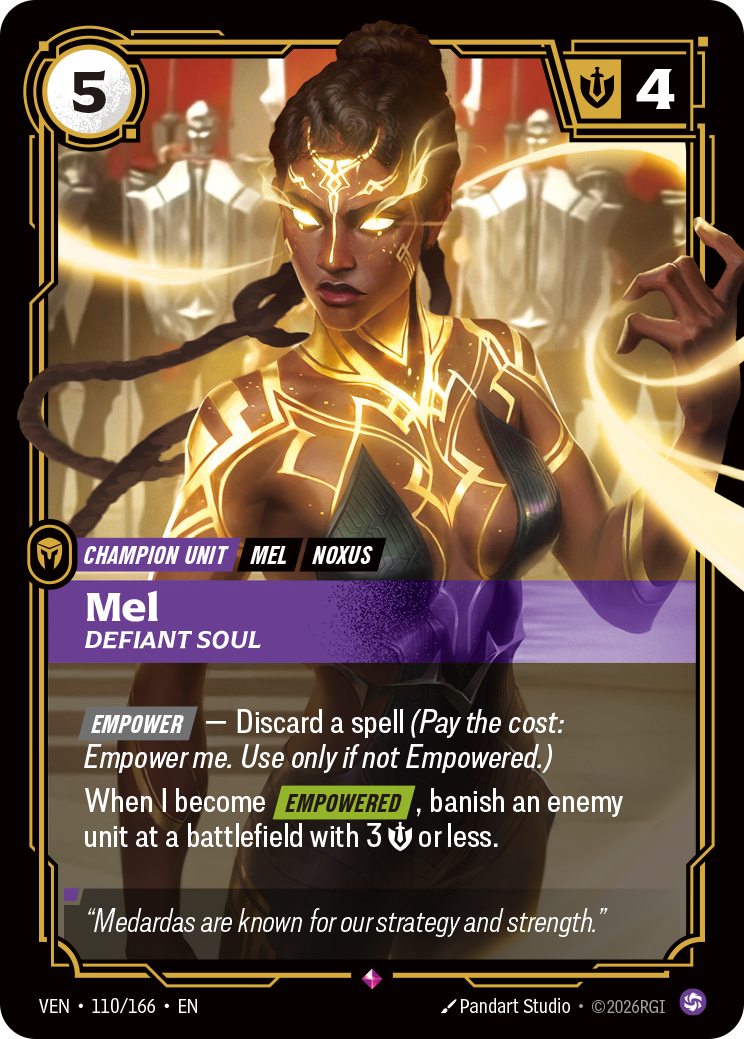 Mel, Defiant Soul VEN-110 - Riftbound Standard Art, English reference artwork