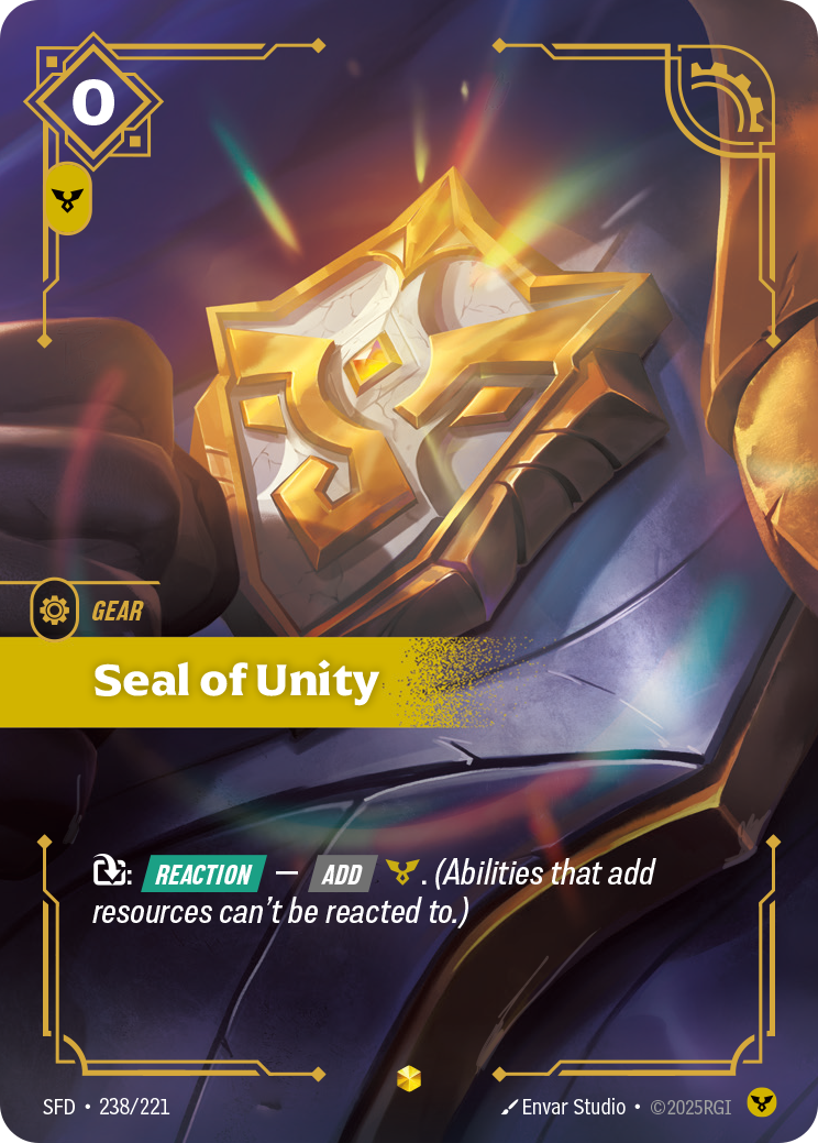 Seal of Unity (Overnumbered) SFD-238 - Riftbound Overnumbered, English reference artwork