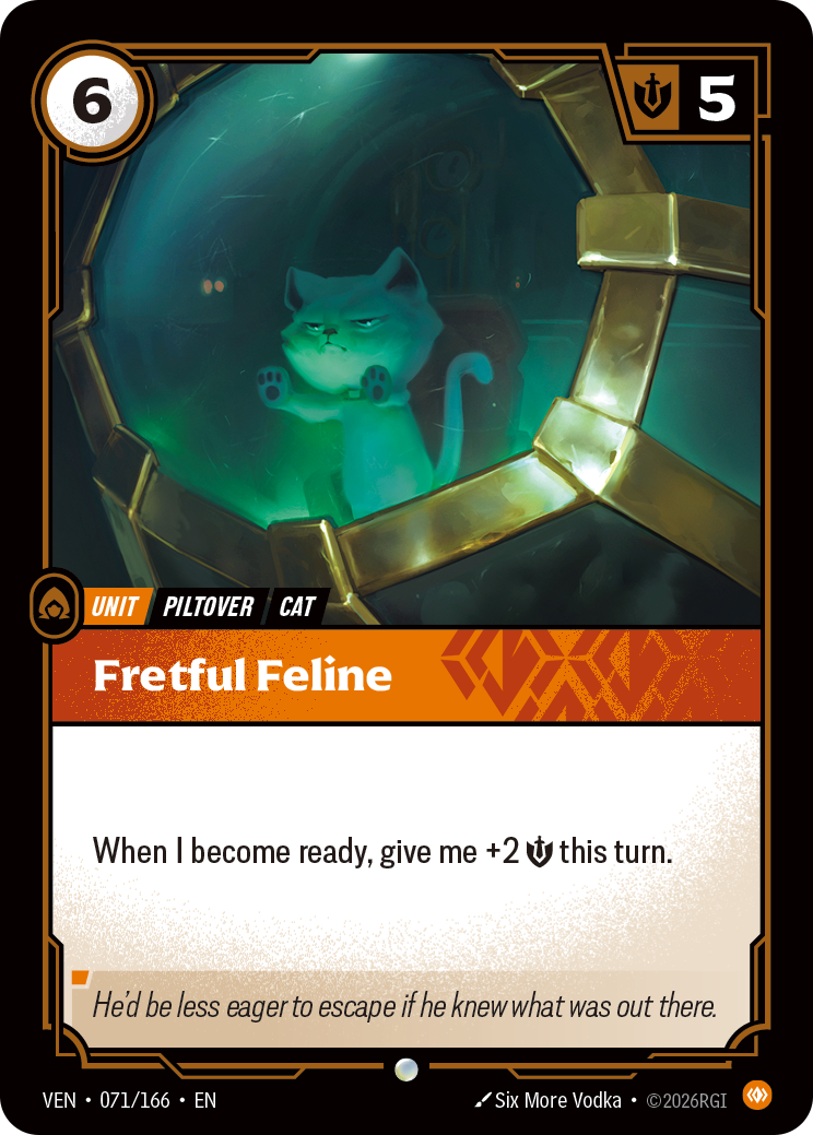 Fretful Feline VEN-071 - Riftbound Standard Art, English reference artwork