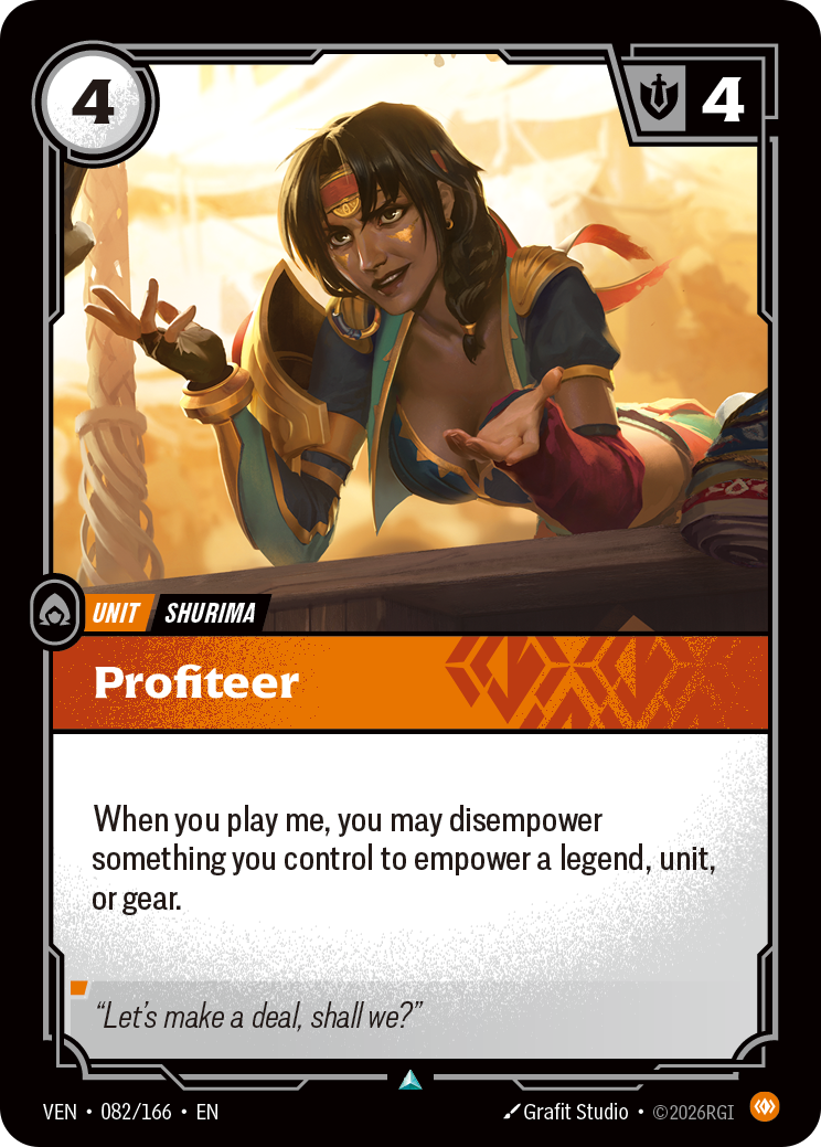 Profiteer VEN-082 - Riftbound Standard Art, English reference artwork