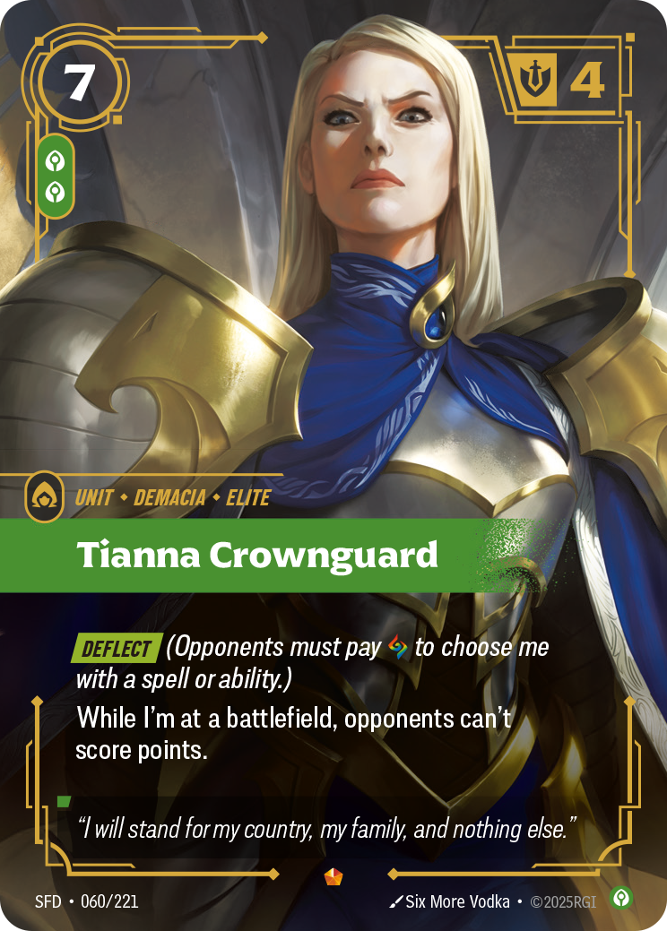 Tianna Crownguard SFD-060 - Riftbound Standard Art, English reference artwork
