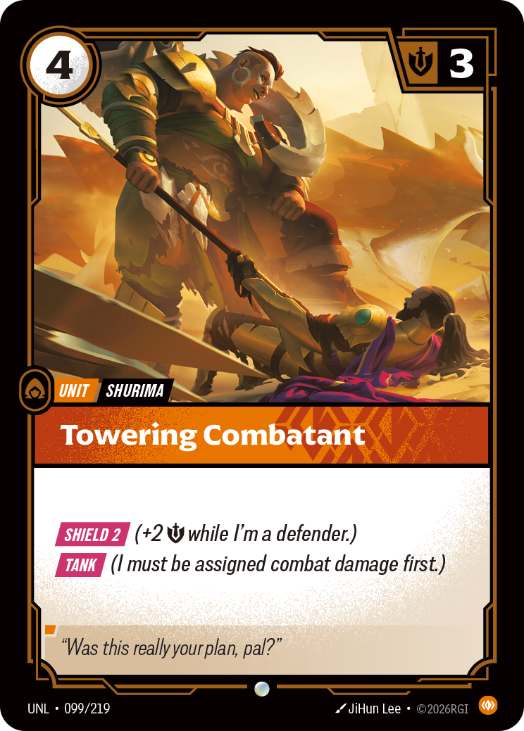 Towering Combatant UNL-099 - Riftbound Standard Art, English reference artwork