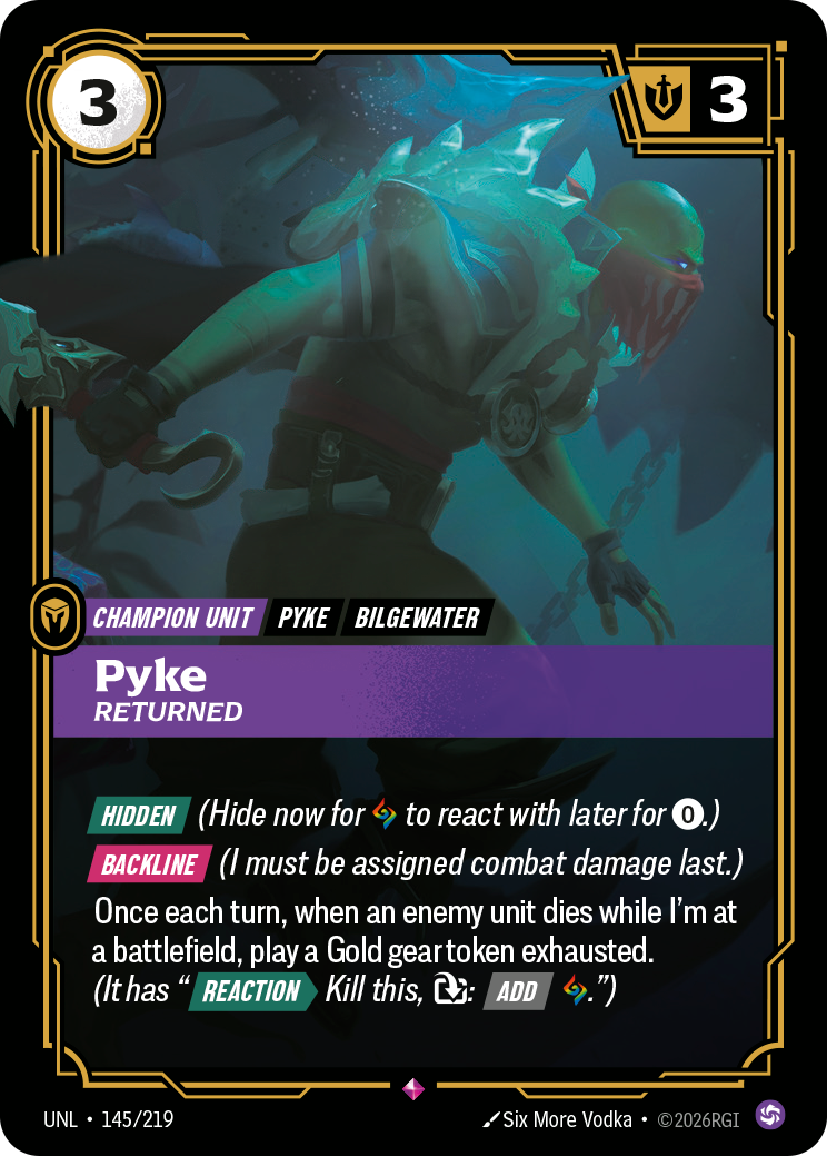 Pyke, Returned UNL-145 - Riftbound Standard Art, English reference artwork