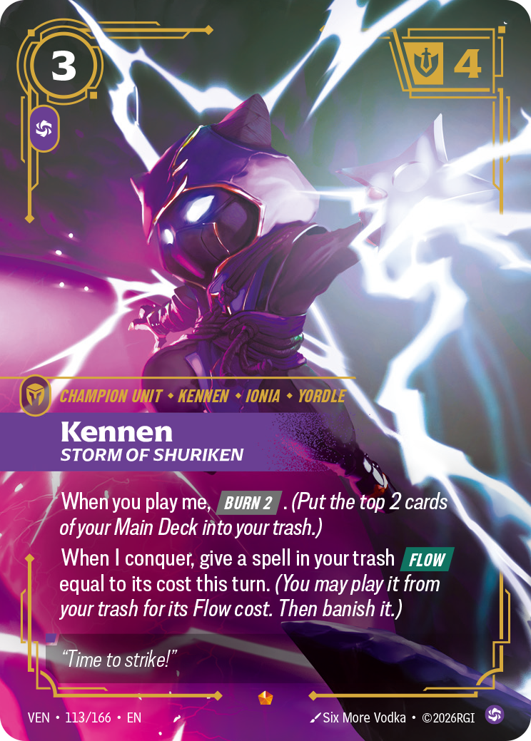 Kennen, Storm of Shuriken VEN-113 - Riftbound Standard Art, English reference artwork