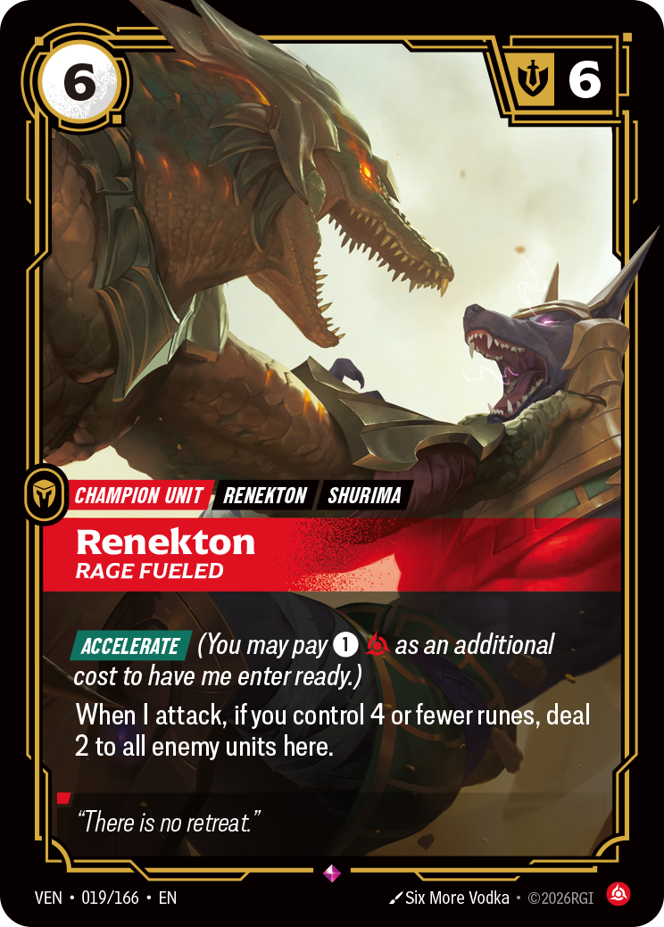 Renekton, Rage Fueled VEN-019 - Riftbound Standard Art, English reference artwork