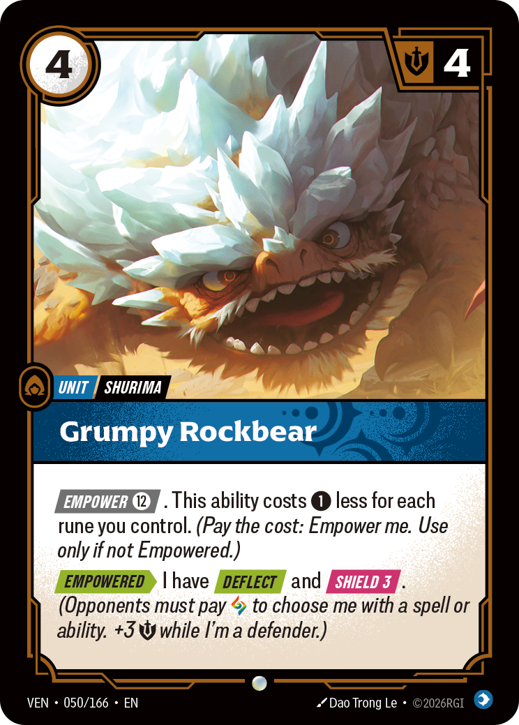 Grumpy Rockbear VEN-050 - Riftbound Standard Art, English reference artwork
