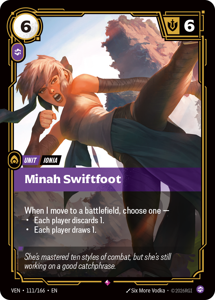 Minah Swiftfoot VEN-111 - Riftbound Standard Art, English reference artwork