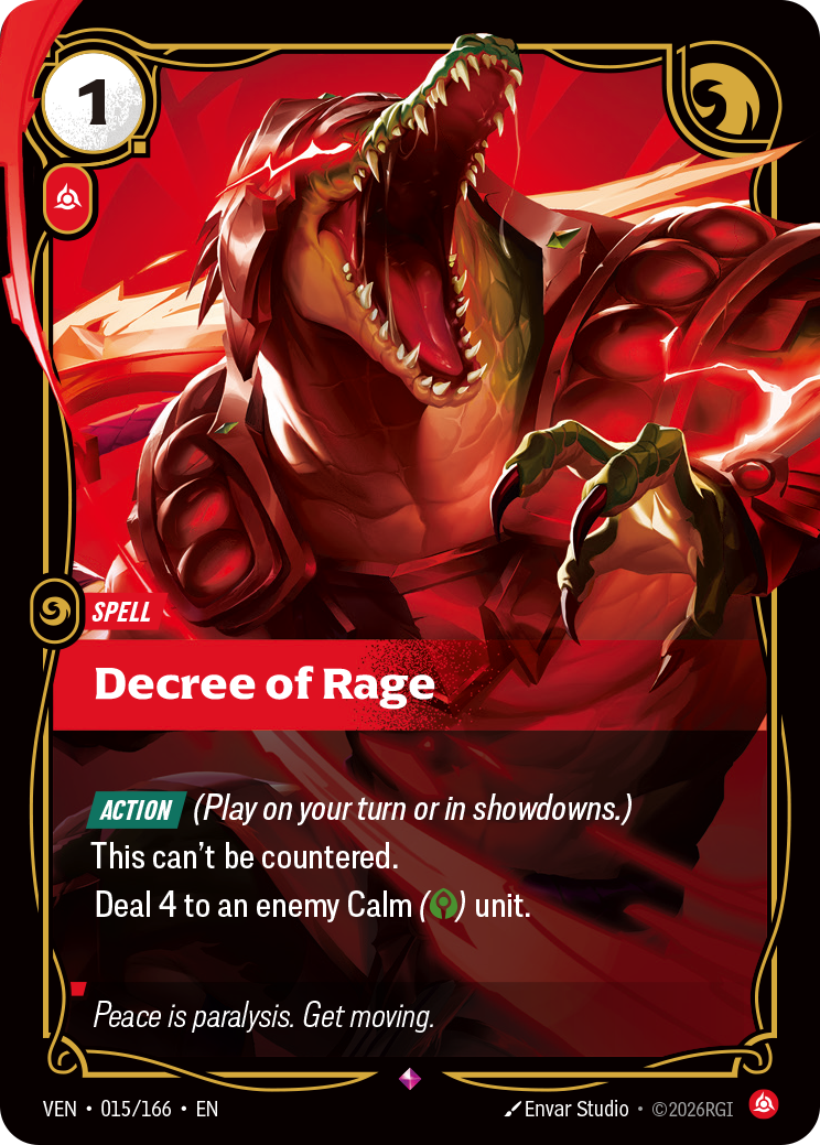 Decree of Rage VEN-015 - Riftbound Standard Art, English reference artwork