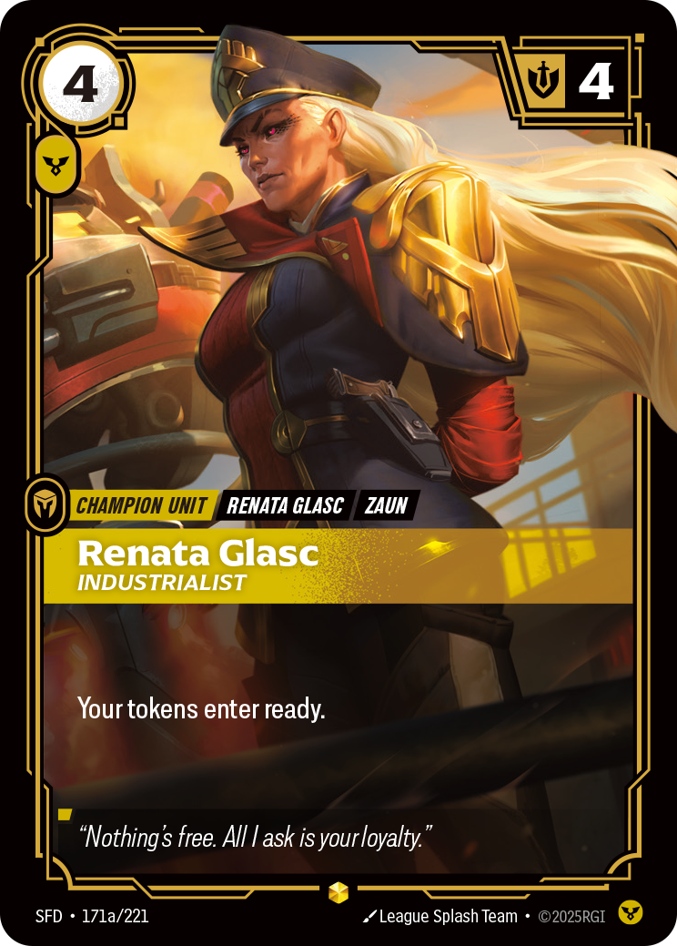 Renata Glasc, Industrialist (Alternate Art) SFD-171A - Riftbound Alternate Art, English reference artwork