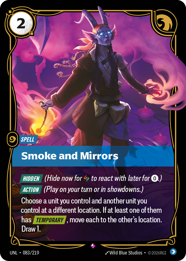 Smoke and Mirrors UNL-083 - Riftbound Standard Art, English reference artwork