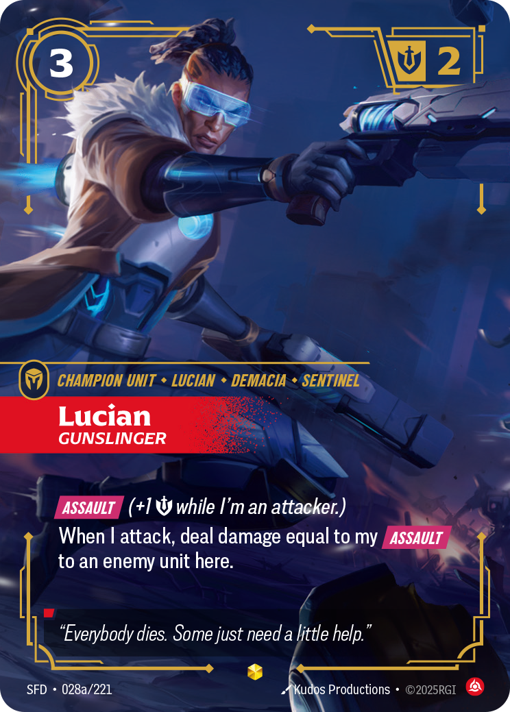 Lucian, Gunslinger (Alternate Art) SFD-028A - Riftbound Alternate Art, English reference artwork