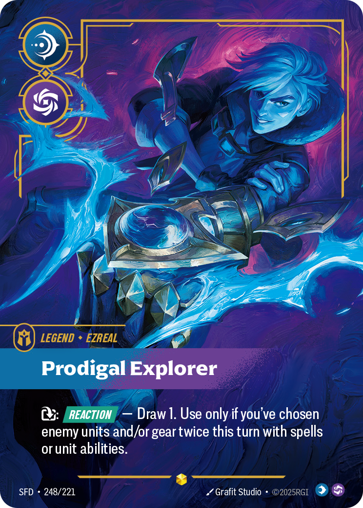 Ezreal, Prodigal Explorer (Overnumbered) SFD-248 - Riftbound Overnumbered, English reference artwork