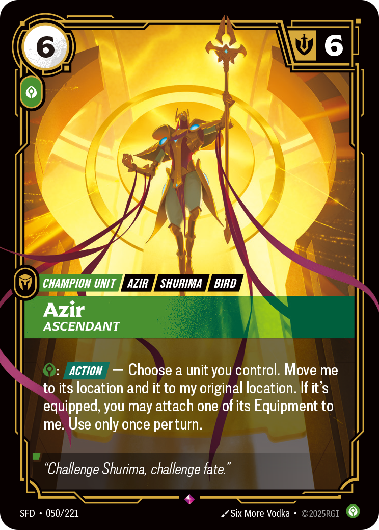 Azir, Ascendant SFD-050 - Riftbound Standard Art, English reference artwork