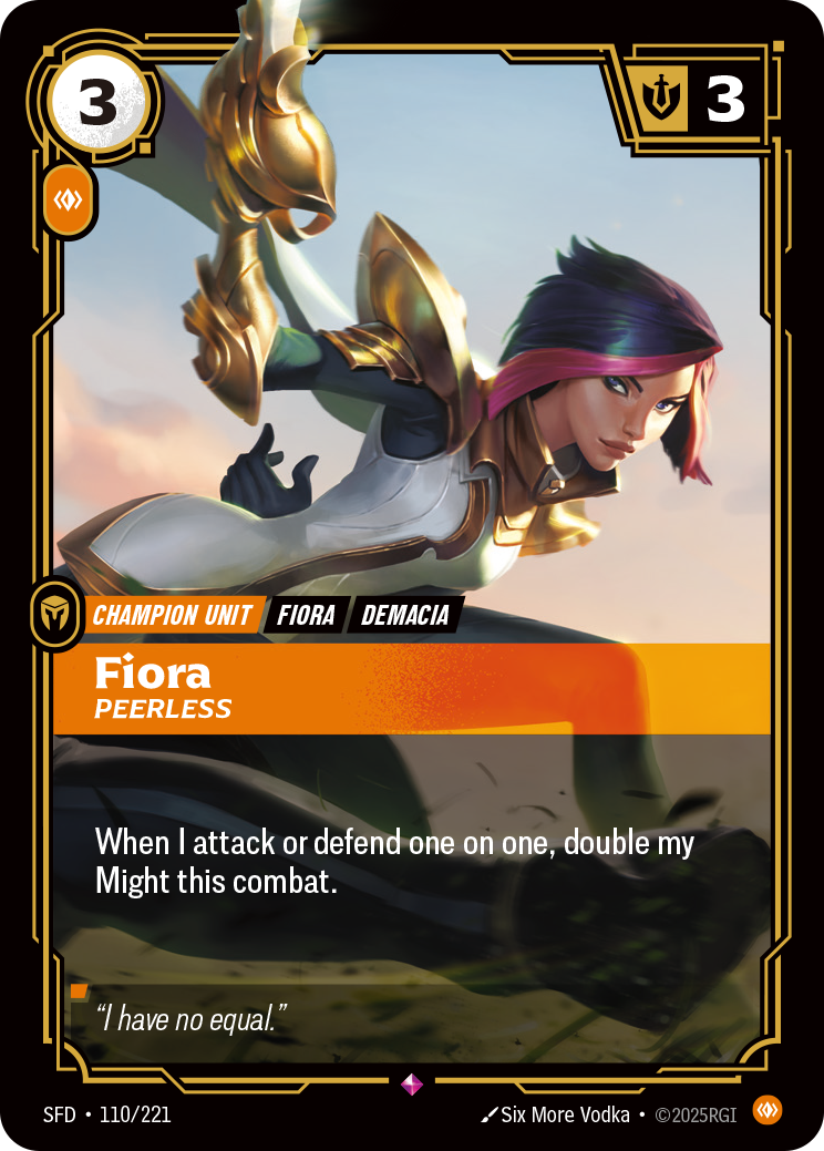 Fiora, Peerless SFD-110 - Riftbound Standard Art, English reference artwork