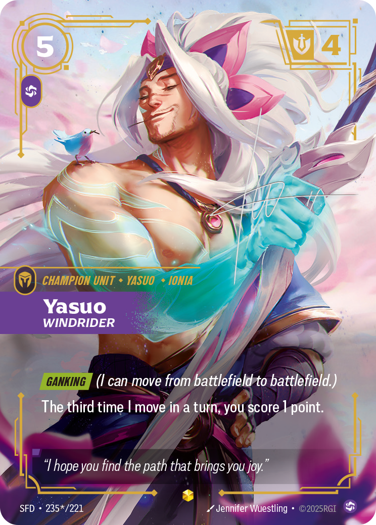 Yasuo, Windrider (Signature) SFD-235S - Riftbound Signature, English reference artwork