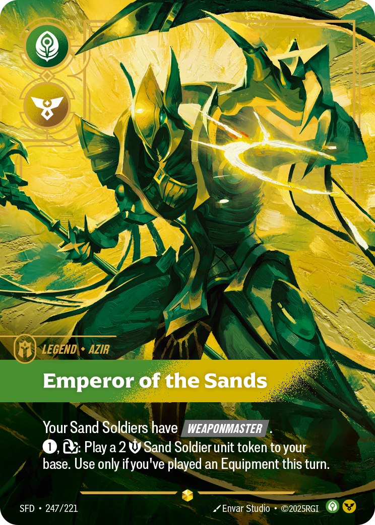 Azir, Emperor of the Sands (Overnumbered) SFD-247 - Riftbound Overnumbered, English reference artwork