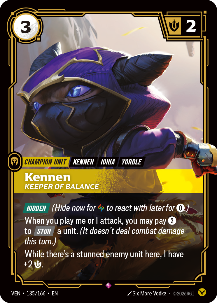 Kennen, Keeper of Balance VEN-135 - Riftbound Standard Art, English reference artwork