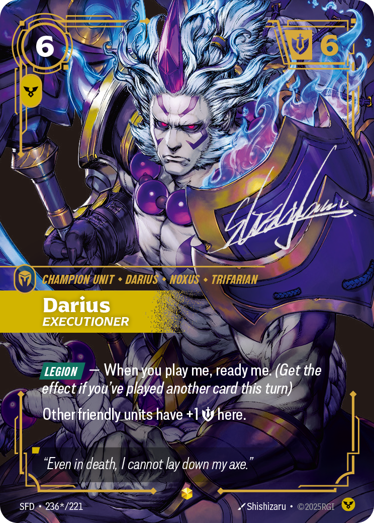 Darius, Executioner (Signature) SFD-236S - Riftbound Signature, English reference artwork