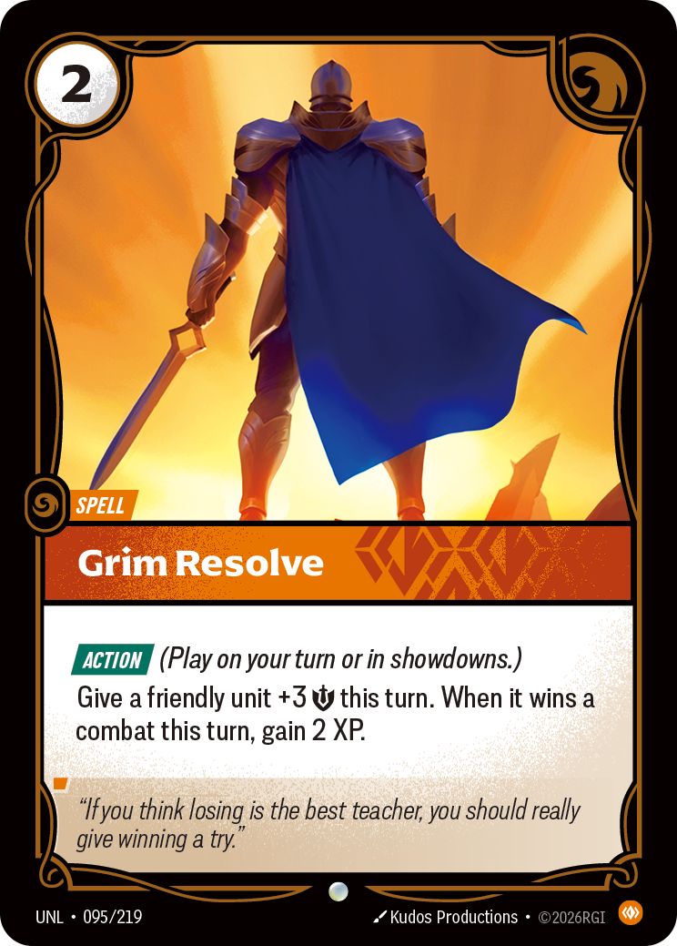 Grim Resolve UNL-095 - Riftbound Standard Art, English reference artwork
