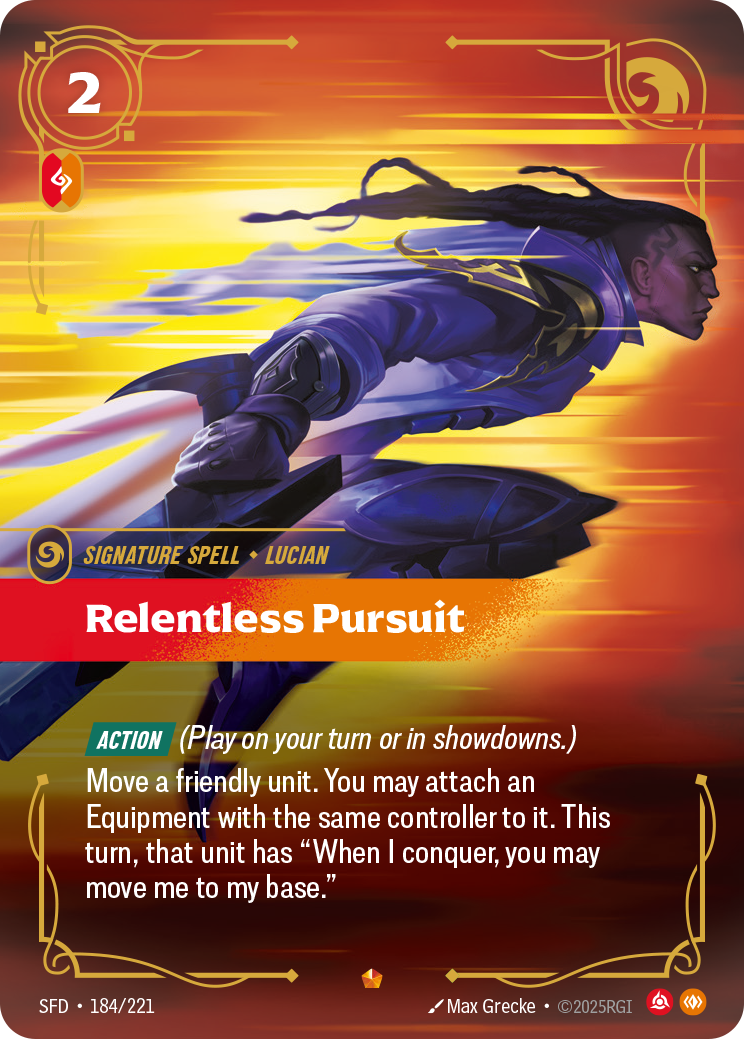 Relentless Pursuit SFD-184 - Riftbound Standard Art, English reference artwork