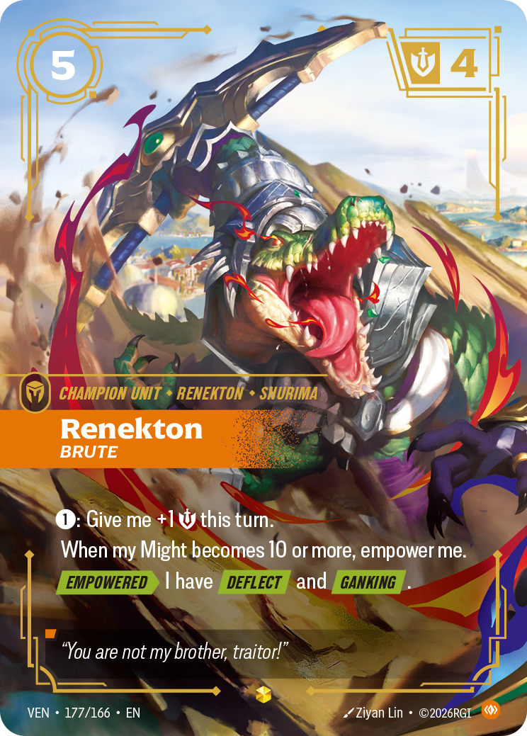 Renekton, Brute (Overnumbered) VEN-177 - Riftbound Overnumbered, English reference artwork